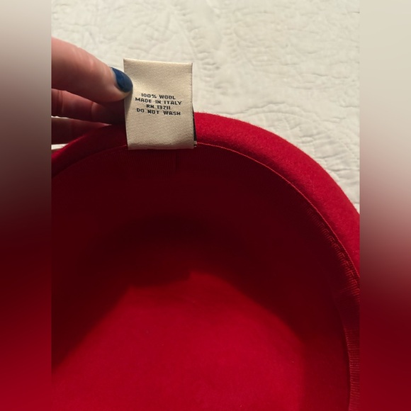 Amanda Smith Bowler Red Hat 100% Wool Made in Italy - Picture 5 of 5